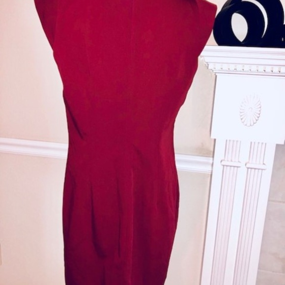 Maroon Dress w/Black Trim Detail & Bow - Picture 3 of 4